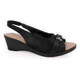 Sandália Slingback Anabela Usaflex Couro Conforto Original