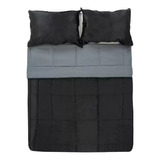 Cubrecama King 280x260cm Negro Gris Con Fundas De Almohada