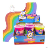 Slime Infantil Puxa-puxa Unicórnio Kit 12 Pote 180gr Atóxico