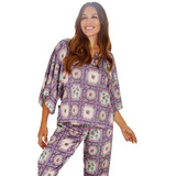 Pijama De Seda Mujer Estampado - Sweet Lady