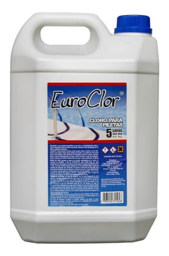 Cloro Liquido Desinfectante Euroclor 5 Lt. Aprobado Anmat