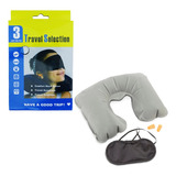 Kit De Viaje Con Almohada Para Cuello Y Antifaz En Colores.