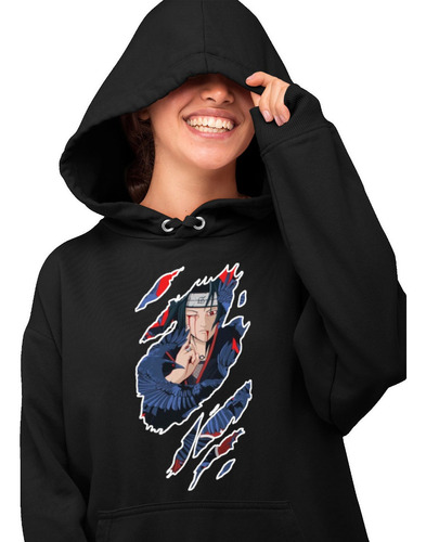 Sudadera Negra Anime Naruto Itachi Cuervos 55