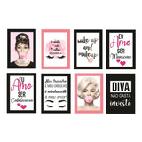 Quadros Decorativos Frases Salão De Beleza Mulher Kit Com 8