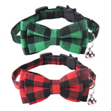 Malier 2 Pack Christmas Cat Collars Breakaway With Bow Tie . Color Red + Green
