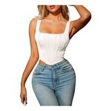 Corsé Overbust Para Dama Cami Wrap Tank Top Blusa Sexy Y2k