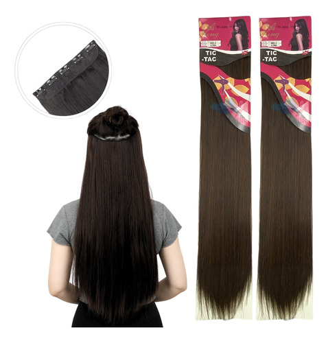 Kit 2 Cabelo Aplique Tic-tac Weng 70cm Fibra Orgânica 