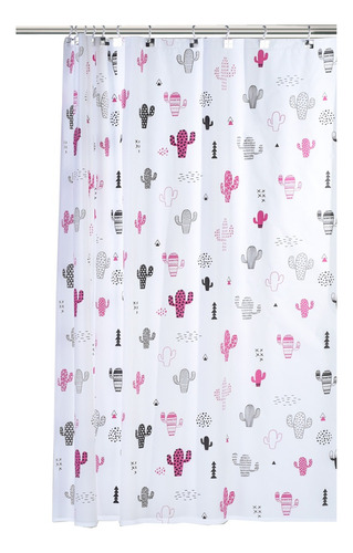 Cortina De Baño Doble Gruesa Cactus Ganchos 180x180 Cm Elp