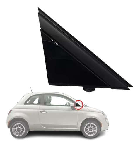 Moldura Retrovisor Lado Direito Black Piano Fiat 500  2012