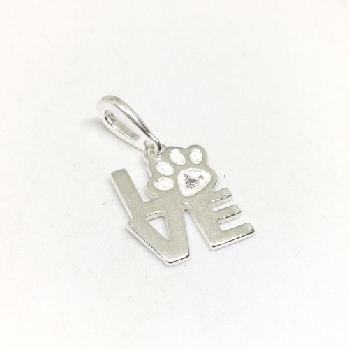 Dije Huella Love Perro Gato Animal Cubic Piedra Plata 925