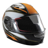 Casco Motociclista Abatible Doble Visor Mediano Gris/naranja Diseño N/a