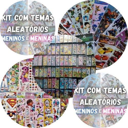 600 Cartelas Sticker Adesivo Tema Menino E Menina Aleatorios