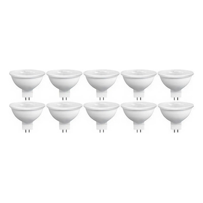 Paquete 10 Focos Led Mr16 7w Dimeable Atenuable Rosca Gu5.3 Luz Calida 3000k Spot Dicroico 57161 Philco Blanco Cálido