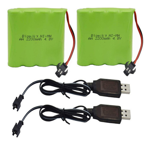 Baterías De Ni-cd De 4.8v 2200mah 2 Cables De Cargador Usb