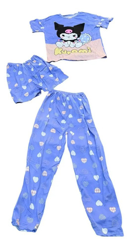 Set 3pz Pijama Verano Dibujos Animados Mujer Labubu Sanrio