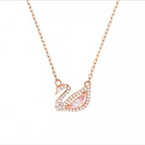 Collar De Cisne Pequeño De Oro Rosa + Caja De Regalo