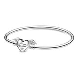 Pulsera Pandora Moment Cierre Corazón Con Alas Rígido Ale925