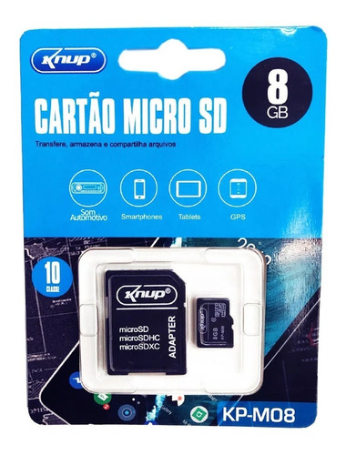 Cartão Micro Sd De Memória Knup 8gb P/ Smartphone