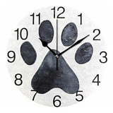 Reloj De Pared Redondo Con Diseño De Pata De Perro Neg...