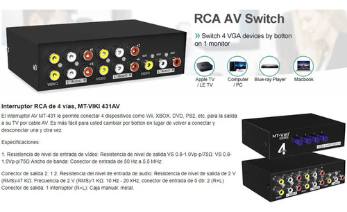 Teclado/selector De Audio Y Vídeo Compuesto Rca Av 4x1 