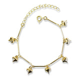 Pulsera Palito 7 Corazones Enchapado Oro 18k