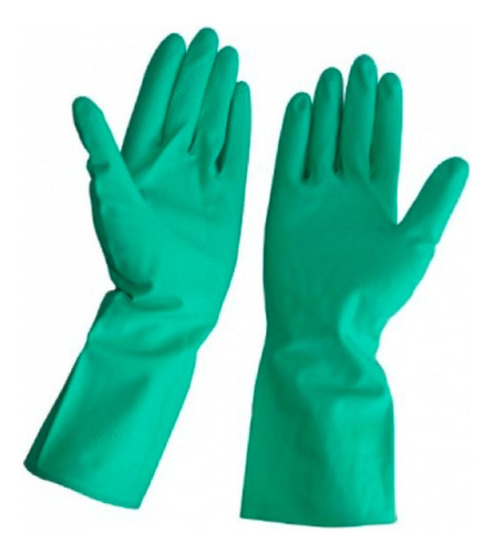 Guante De Nitrilo Flocado Verde Topsafe Pack 2 Unidades