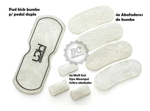 Abafador De Tambores Luen Ldh Kit Harmonic Branco Com Padki