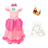 Disfraz Princesa Peach, Mario Bros, Rosa Niña, 12, 14 Y 16
