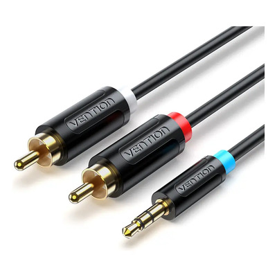 Cable De Audio Auxiliar Plug Jack 3.5mm A 2 Rca Vention Conectores Machos 3m