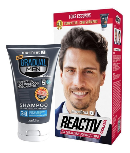 Combo Tonalizante + Shampoo Gradual Men - Cabelo Masculino 