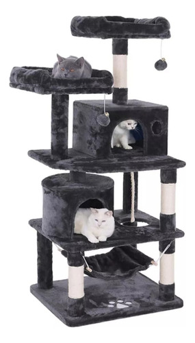 Rascador Gatos Tipo Torre + Hamaca Terciopelo Interactivo