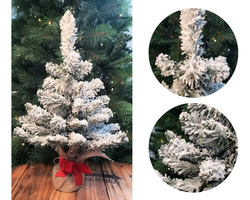 Árvore De Natal Pinheiro Nevado Luxo C/ Pinhas 0,45cm