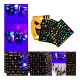 Stickers Luminosos Para Uñas Halloween Set X6 Hojas Nail Art