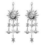 Pendientes Aretes De Metal De Luna Y Sol Largos Realistas