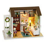 Madera Artesanía Casa De Muñecas Diy Miniatura Kit Led Cas