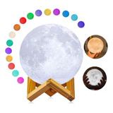 Luminária Lua Cheia 3d Abajur Led Com Alto Relevo E Base 