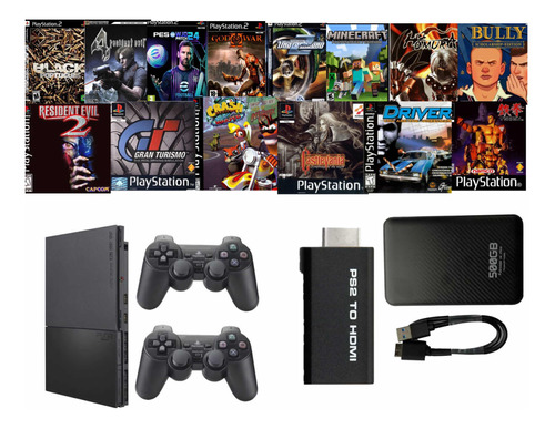 Playstation 2 Opl 120 Gb Com 2 Controles (sem Leitor)