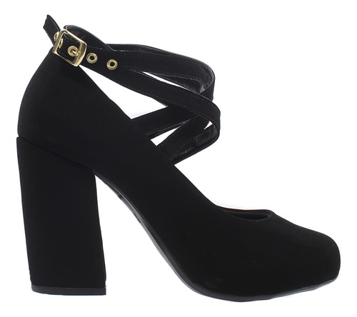 Sapato Feminino Boneca Salto Bloco Preto Er100