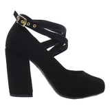 Sapato Feminino Boneca Salto Bloco Preto Er100