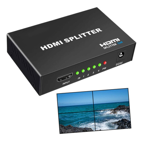 Splitter Hdmi Activo 1x4 1080p 4 Salidas Con Fuente