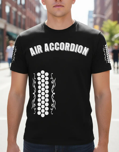 Playera Air Accordion, Diseño De Moda Color Negro