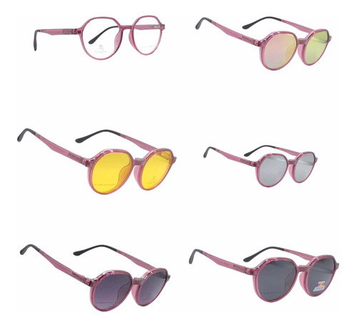 Lentes, Armazón Oftálmico Clip On 6 En 1  Mujer 2707 Acetato