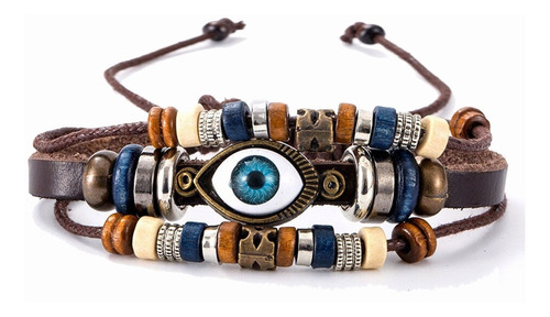 Pulseras Hombre, De Ojo Turco, Ancla Cuerda, Piel Cuero