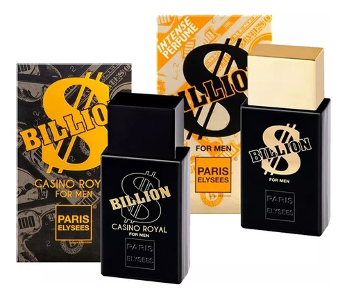 Kit Com 2 Perfumes Billion Masculino Paris Elysees Atacado
