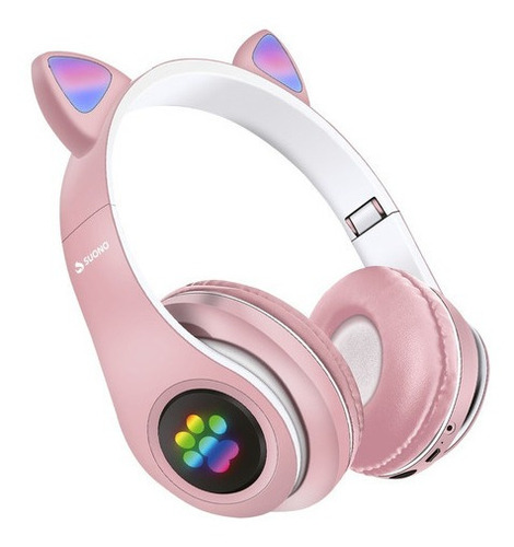 Auriculares Suono Inalámbricos, Huellitas Gatito, Color Rosa