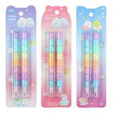 Set De 2 Lápices Mina Ositos Arcoiris Kawaii