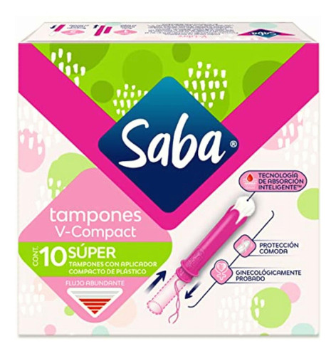 Saba Saba Tampón Con Aplicador Compacto; Absorción Súper/