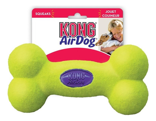 Kong Airdog Squeaker Bone Talla S Color Verde Lima
