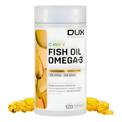 Ômega 3 Dux Nutrition Fish Oil Sem Sabor 120 Cápsulas EPA DHA Alta Concentração | Frete grátis