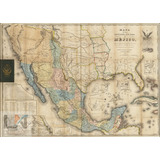 Lienzo Tela Canvas Mapa México Tratado 1847 Alta California